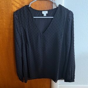 J. Crew Black V-Neck Blouse